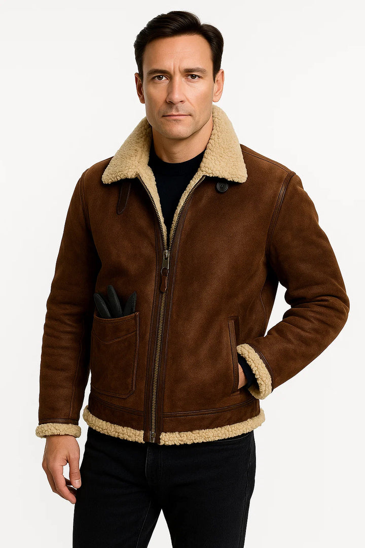 Werkmeister Shearling Lederjacke | Schafsleder Wollfutter