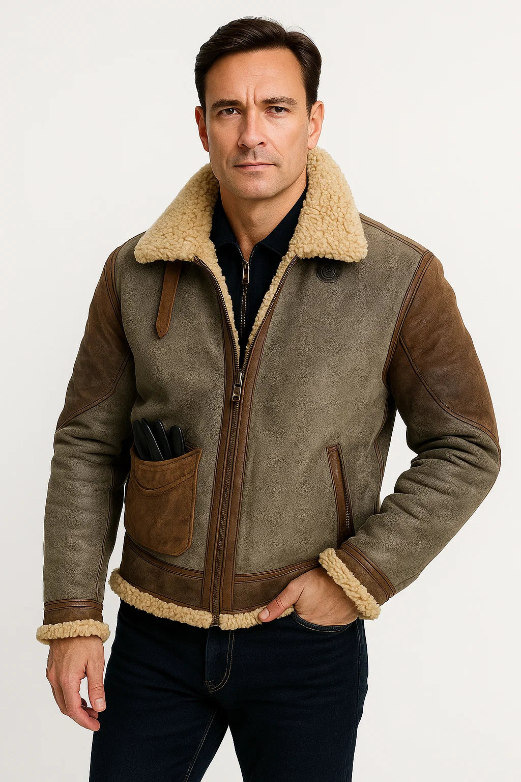 Werkmeister Shearling Lederjacke | Schafsleder Wollfutter