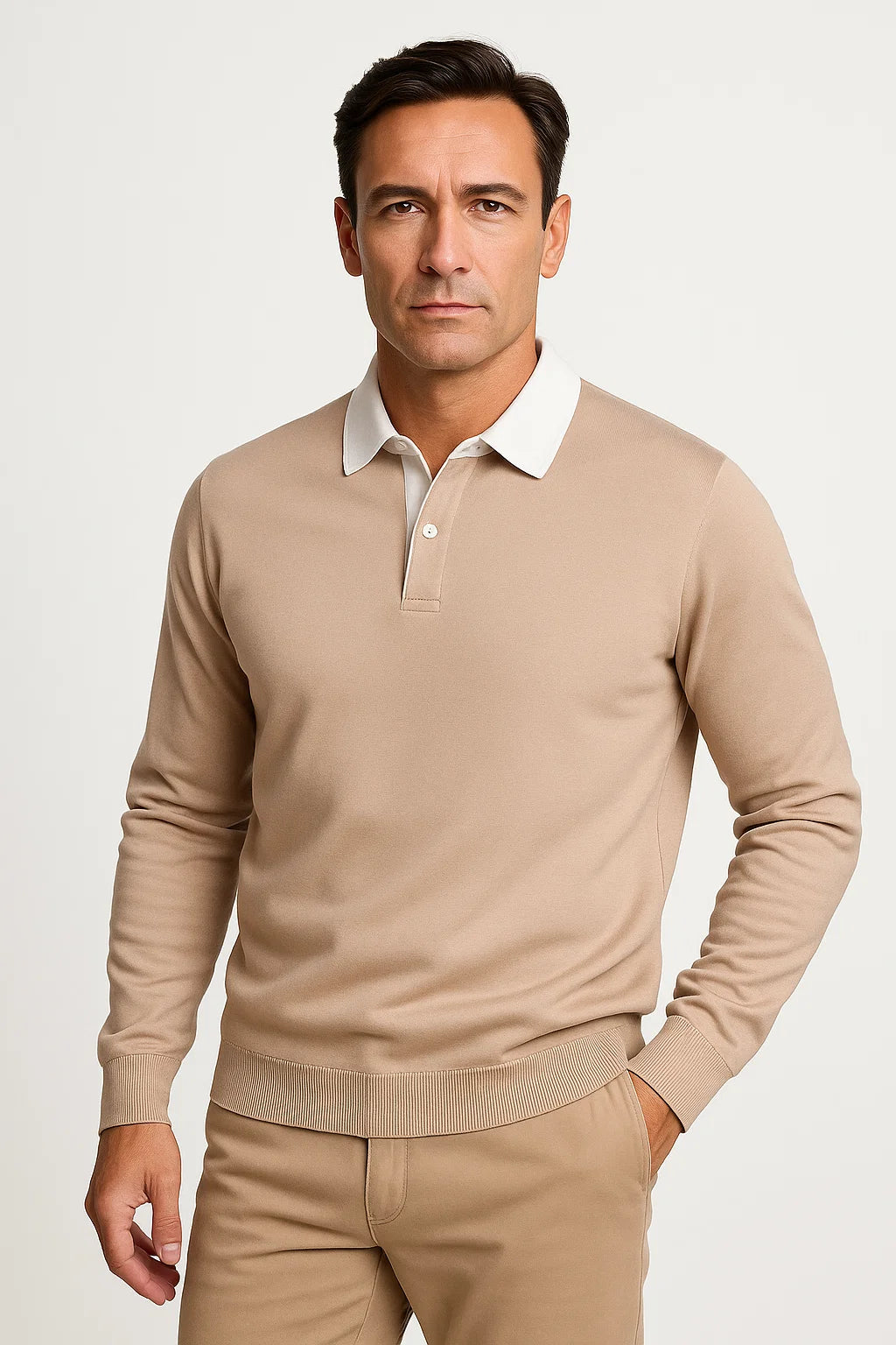 Strick Polo Shirt | Kontrastkragen & Vier-Knopf-Leiste