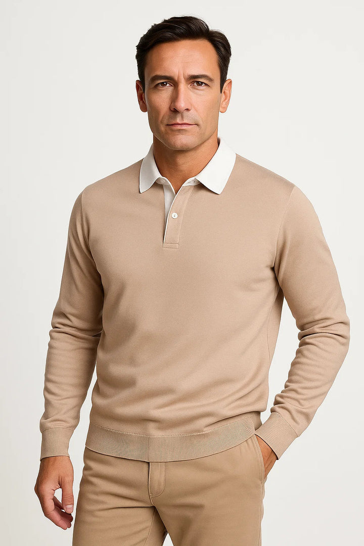Strick Polo Shirt | Kontrastkragen & Vier-Knopf-Leiste