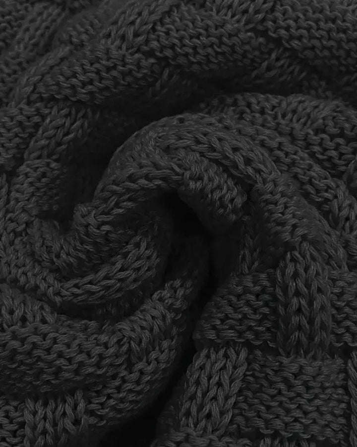 Texturiertes Strick Sweater | Shawl Kragen | Knopf Detail