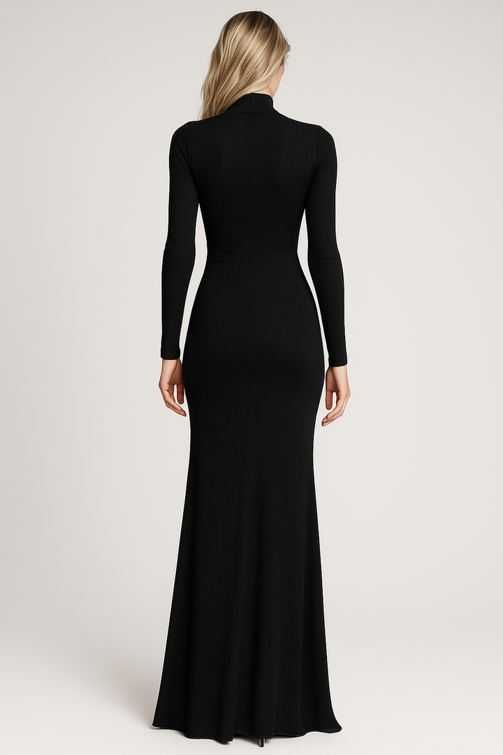 Maxikleid Nachtfall | Cut-out Turtleneck | Langarm