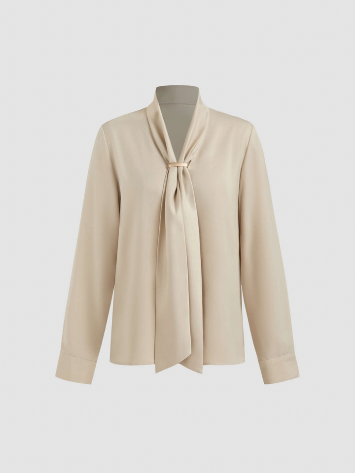 Chiffon Schleifenbluse | Langarm | Regular Fit