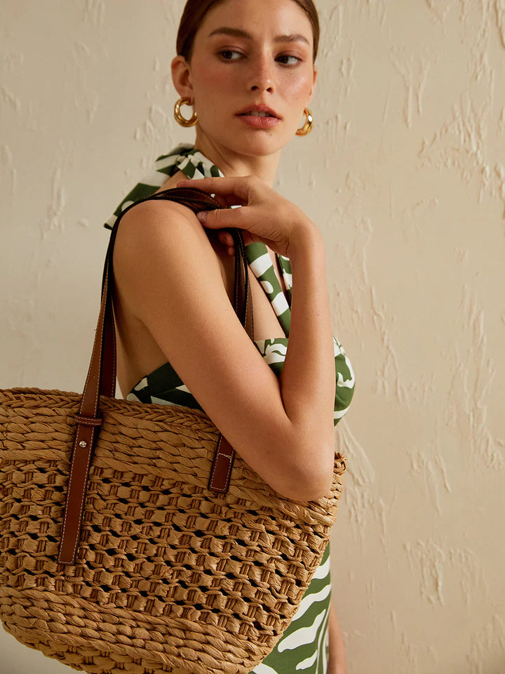 Weitblick Gewebte Stroh Tasche | Korb Silhouette