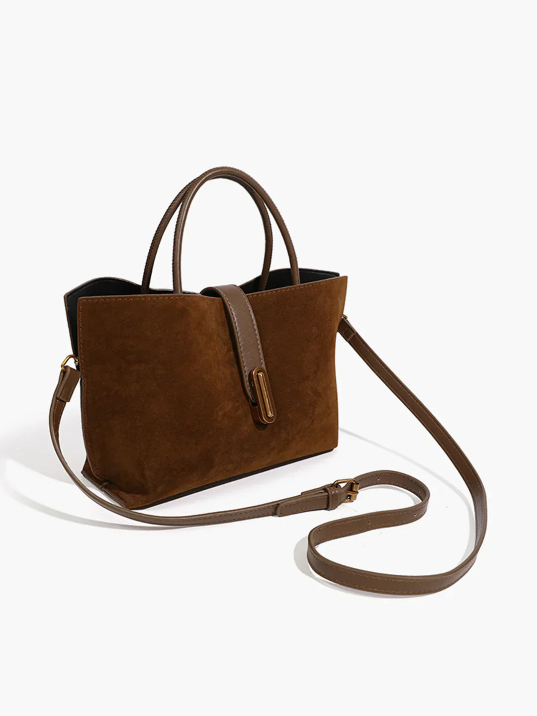 Tote Bag aus Faux Suede | Strukturierter Griff