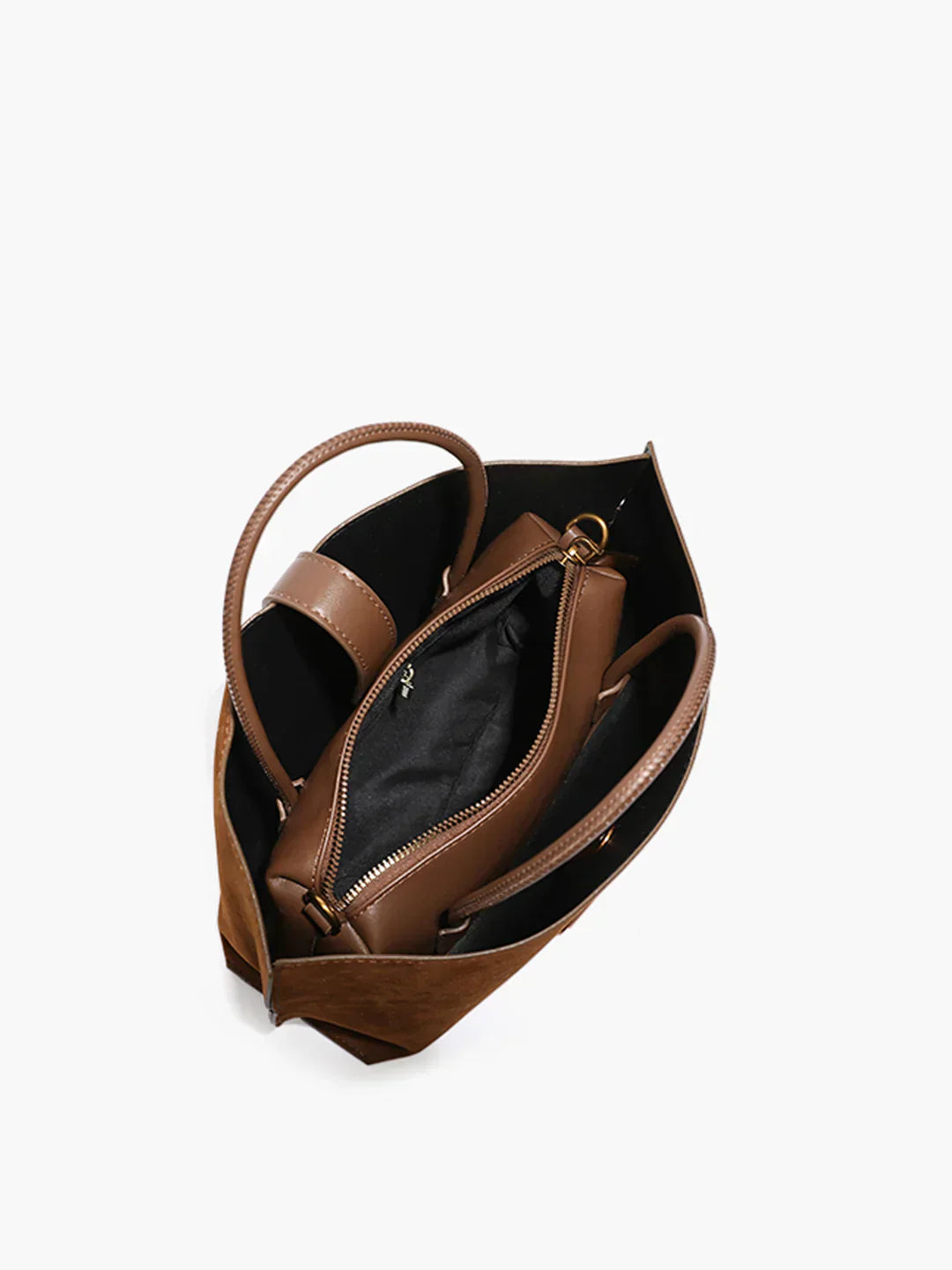 Tote Bag aus Faux Suede | Strukturierter Griff