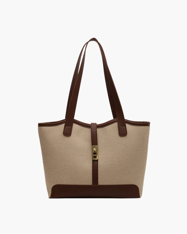 Canvas Tote | Kontrastbesatz, Turnlock-Gurt, Doppelte Griffe