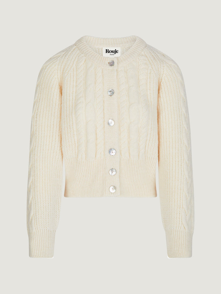 Kardigan aus Kabelstrick | Beigefarben | Knopfverschluss
