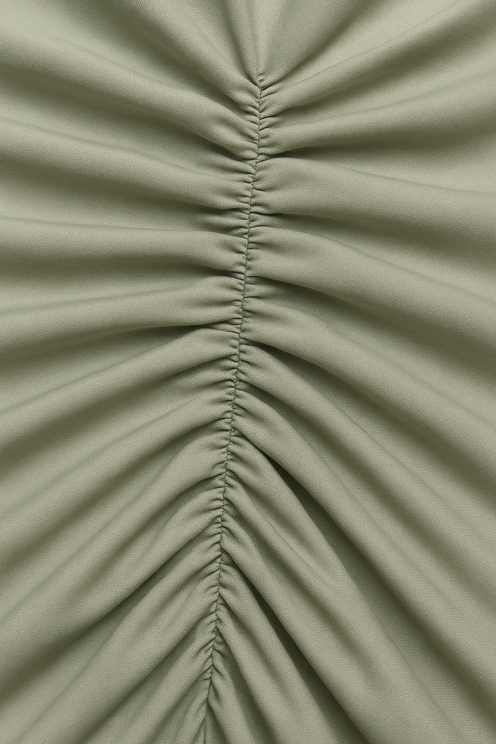 Maxikleid Langarm | Ruched Taille | Tailliert | Bodenlang