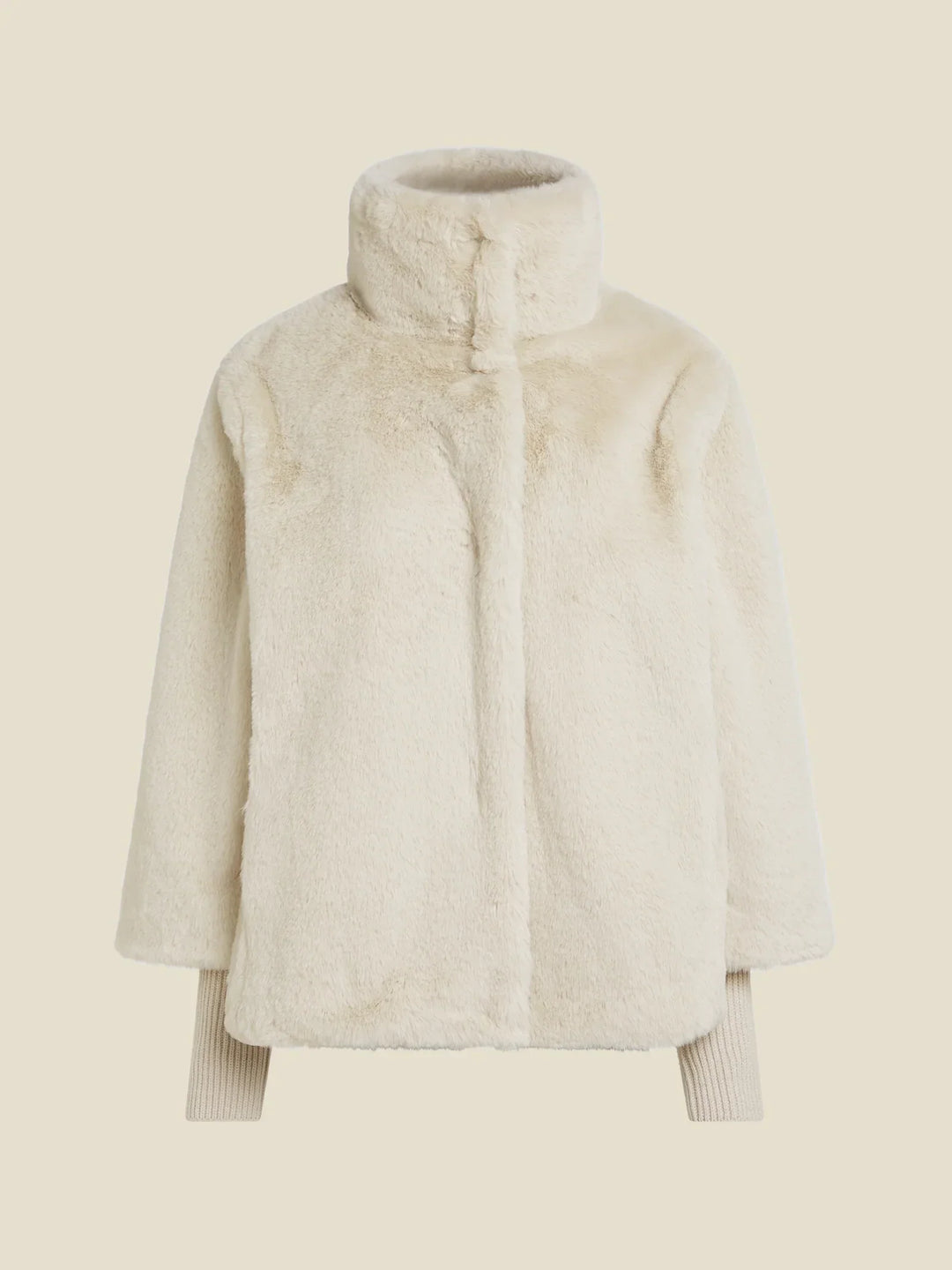 Faux Fur Hochkragenmantel | Weiche Textur | Winterwärme