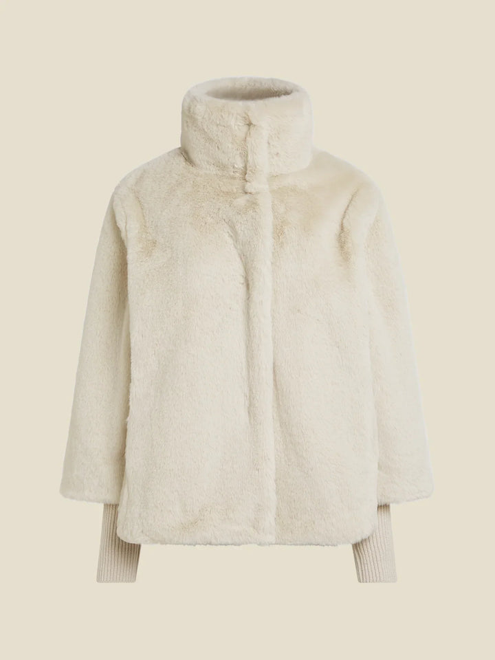 Faux Fur Hochkragenmantel | Weiche Textur | Winterwärme