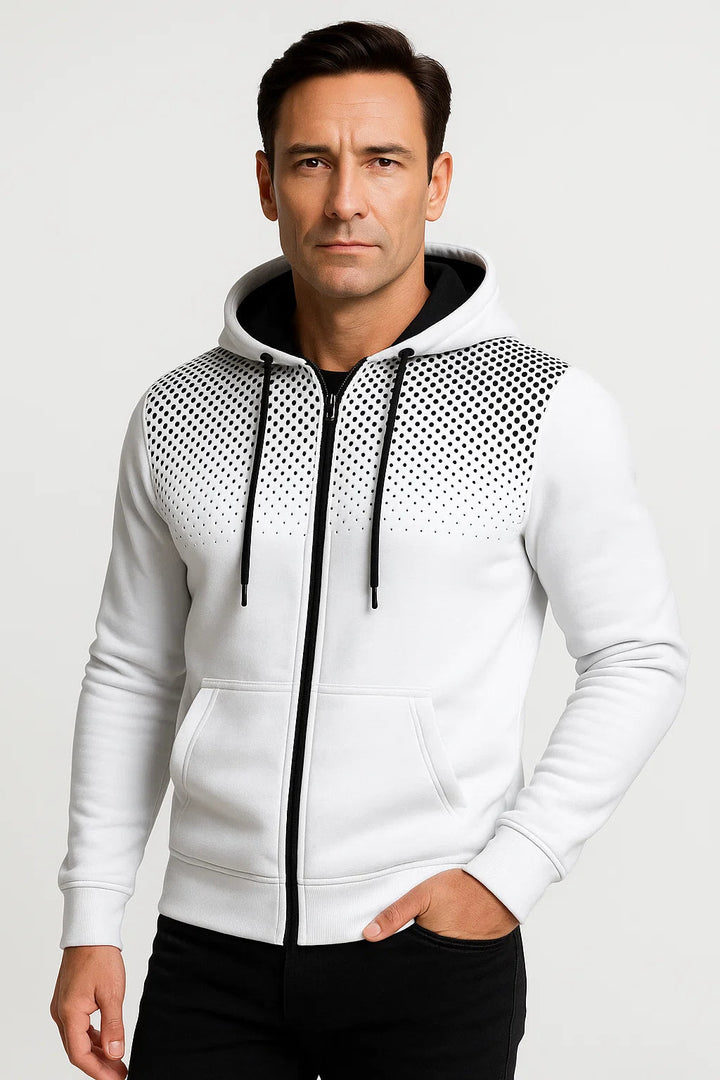 Zip Hoodie | Polka Print | Leichtes Fleece | Regulär Fit