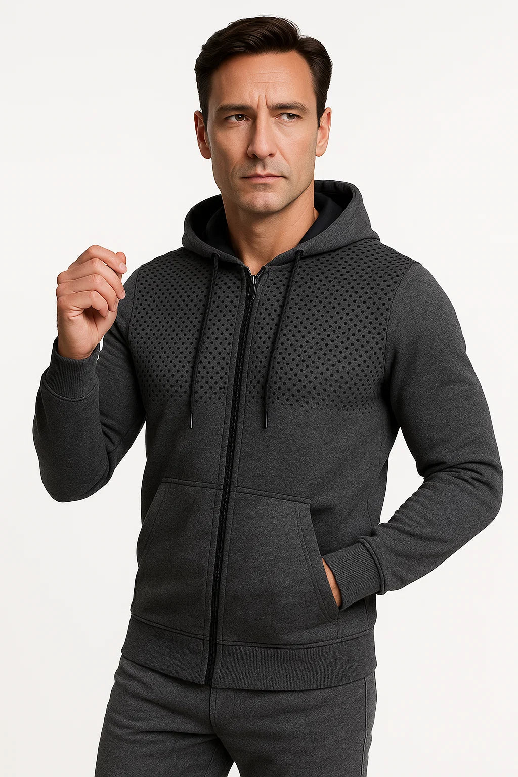 Zip Hoodie | Polka Print | Leichtes Fleece | Regulär Fit
