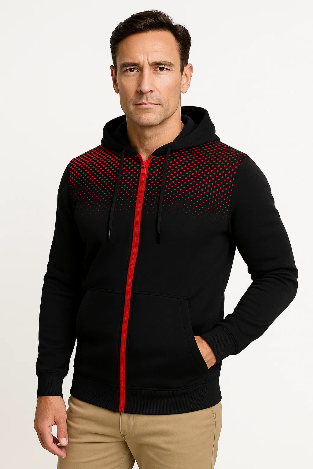 Zip Hoodie | Polka Print | Leichtes Fleece | Regulär Fit