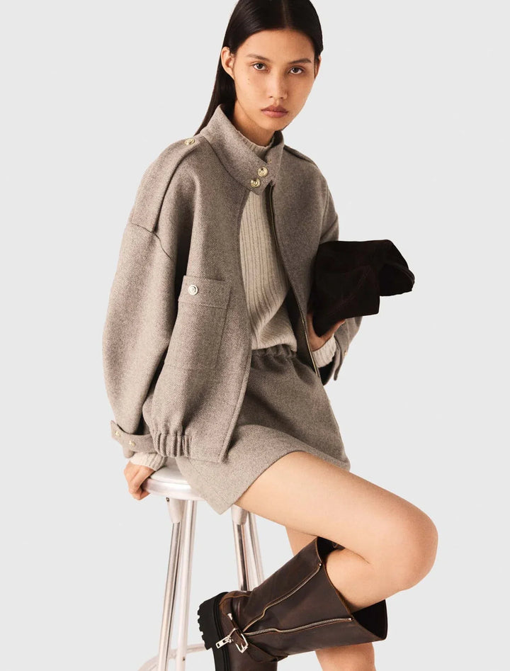 Kurze Wollmischung Jacke | Strukturiert Urban Style