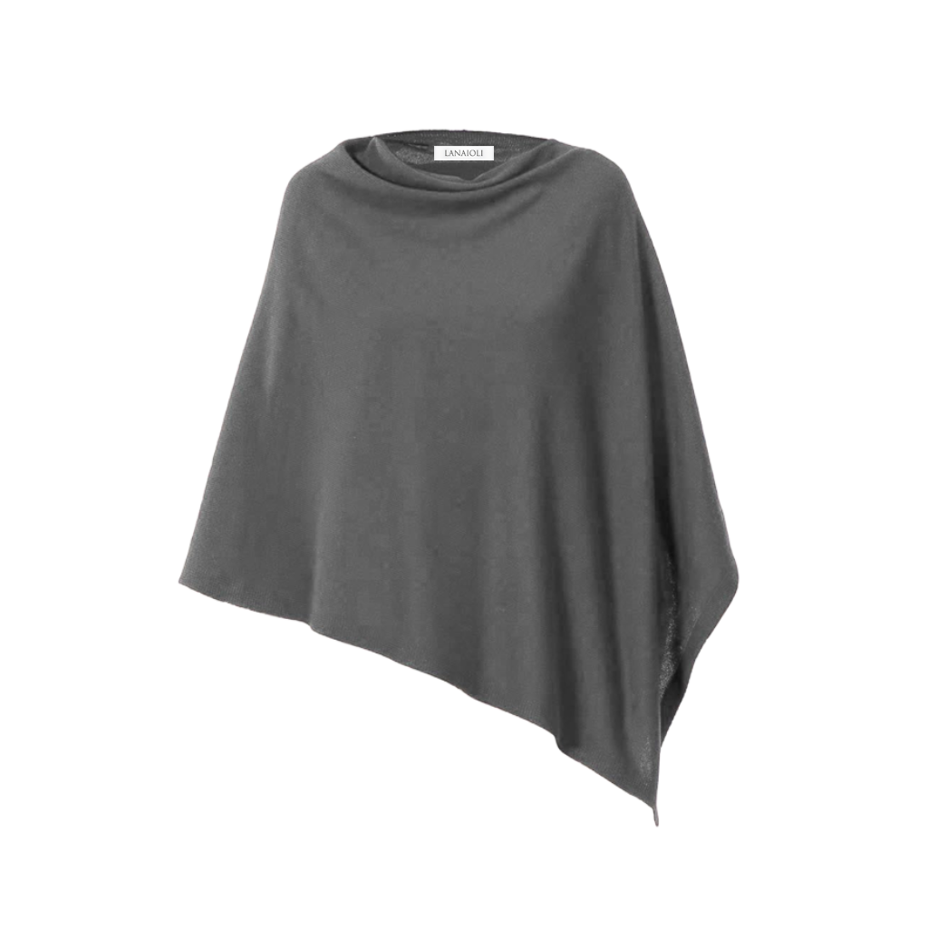 Asymmetrisches Drapiertes Poncho | Weiches Strick