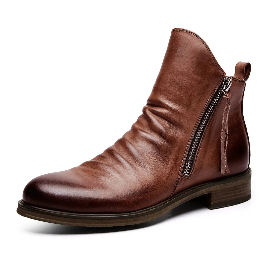 Chelsea Boots | Seitlicher Reißverschluss Leder Ankelstiefel