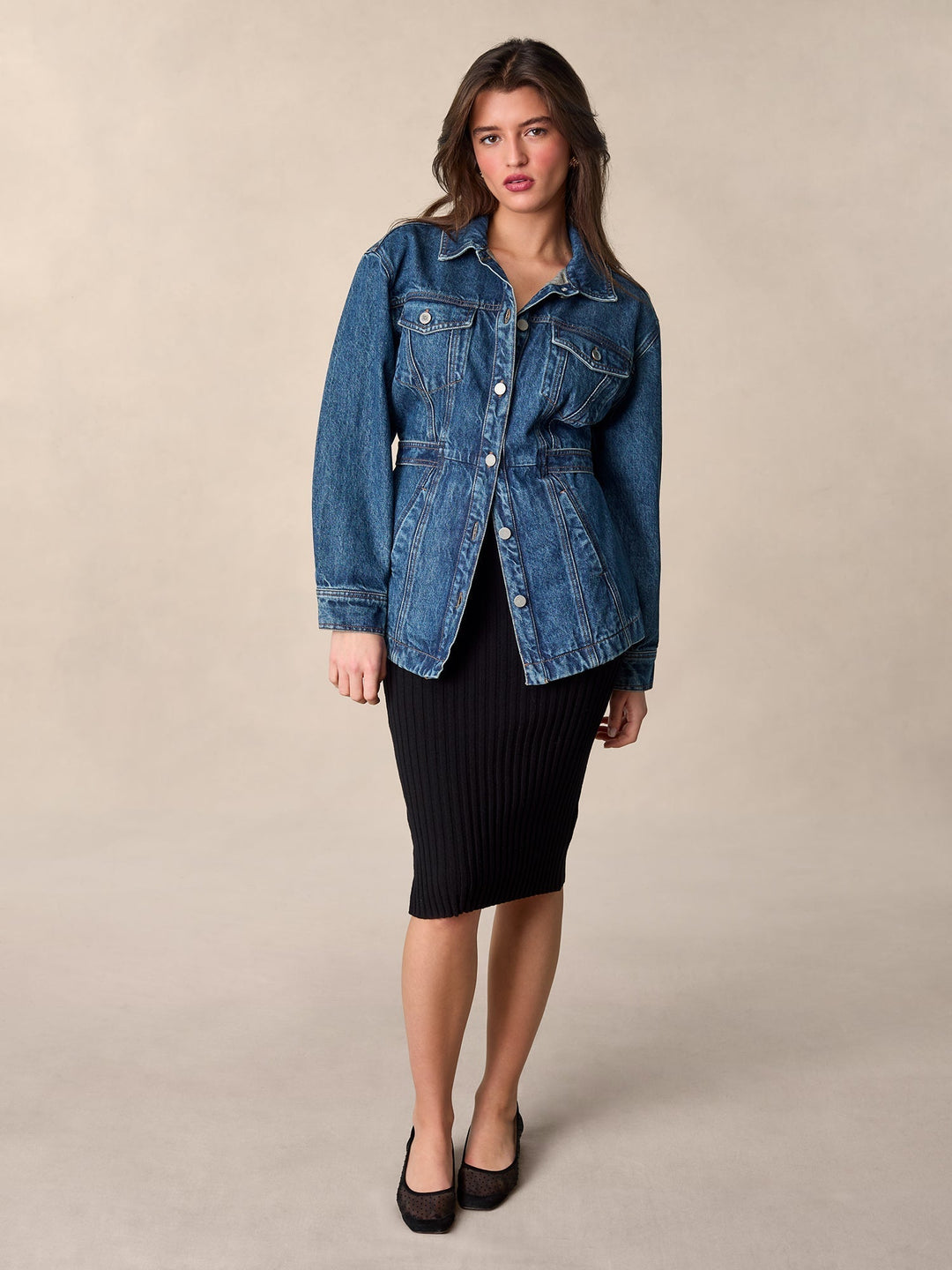 Rippstrick Midi Kleid | V-Ausschnitt | Spaghetti-Träger