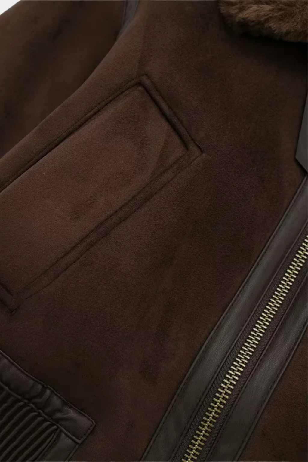 Faux Shearling Aviator Jacke | Cropped Fit | Umgeschlagener Kragen