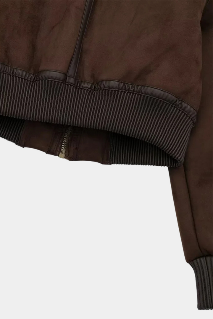 Faux Shearling Aviator Jacke | Cropped Fit | Umgeschlagener Kragen