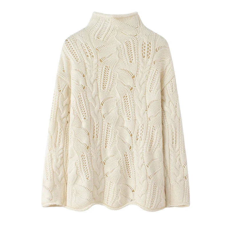 Woll-Cashmere Rollkragenpullover | Offene Strickart | Lockere Passform