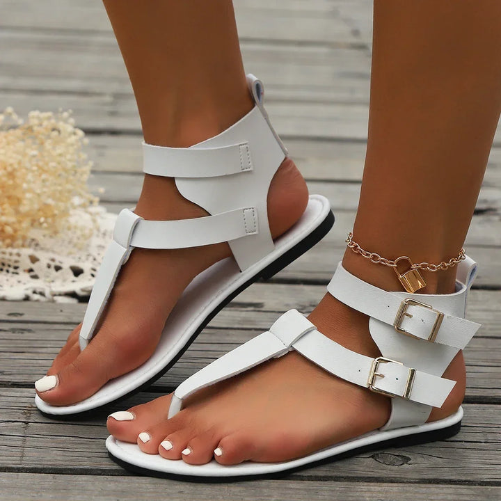 Avelyn Leder Sandalen | Wrap Strap Design mit gepolsterter Sohle