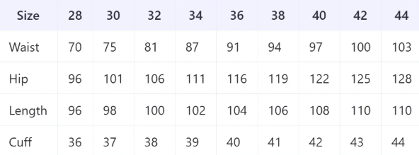Hohe Taillierte Gefaltete Hose | Gurkha Verschluss | Grundlinie Kollektion - Size Chart