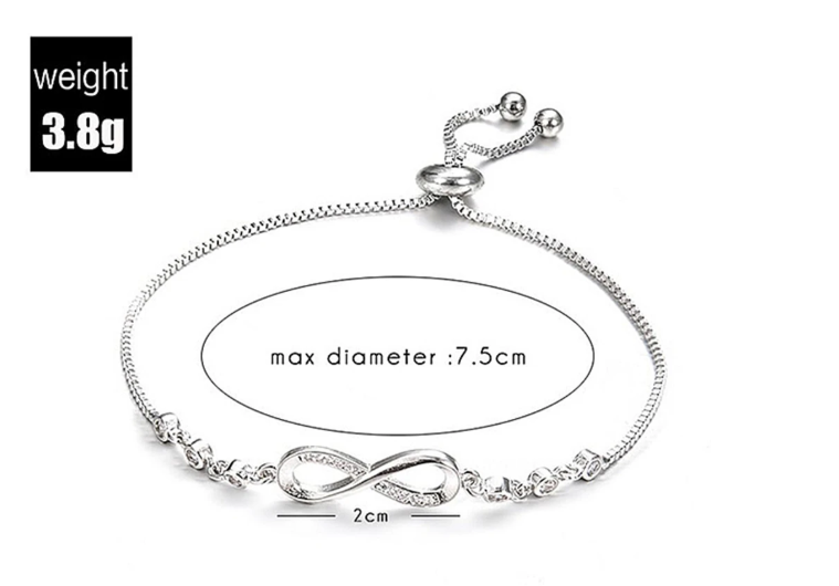 Unendliches Armband | Verstellbare Kette | Kristall-Detail - Size Chart