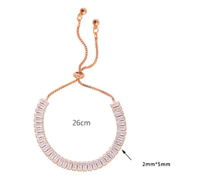 Verstellbares Zirkon Armband | Gold Plattiert | Kristall Strang - Size Chart