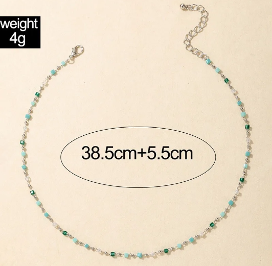 Choker Halskette | Multicolor Steine - Size Chart