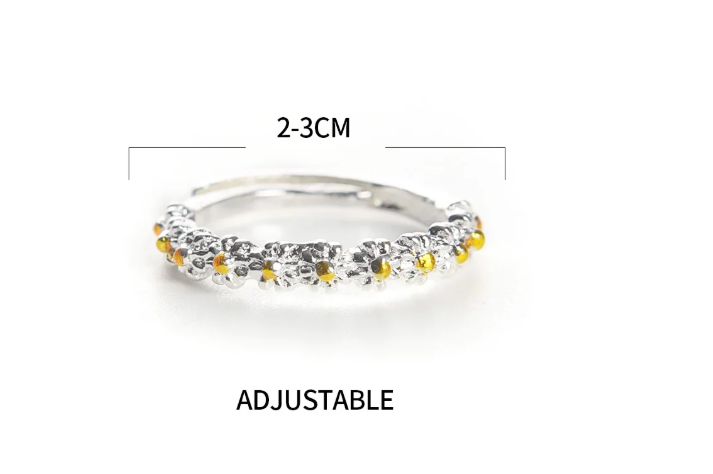 Emaille Blumenring | Verstellbares Offenes Design | Hand Emailiert - Size Chart