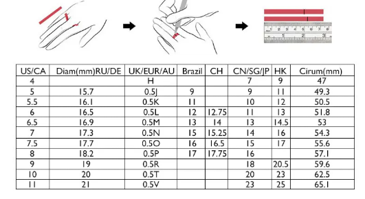 Schlanker Ehering | 2mm Gold-Ton Edelstahl | Unisex Design - Size Chart