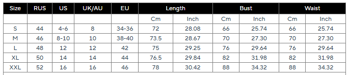 Lichtglanz Strapless Shirred Mini Dress | Tiered Skirt | Summer Edit - Size Chart