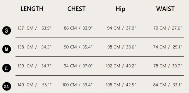 Nachtfall V-Neck Maxi Kleid | Seitenschlitz | Volantsaum - Size Chart