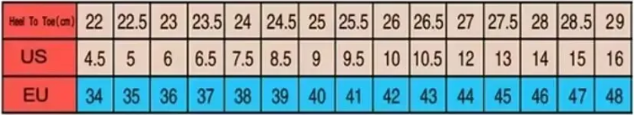 Canvas Sneakers | Chunky Sole | Schnürsenkel - Size Chart