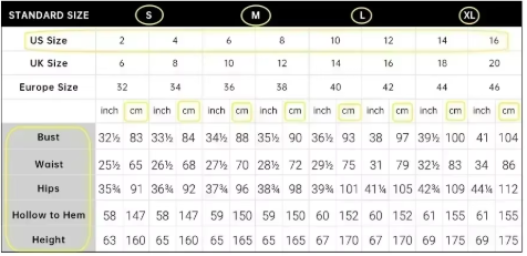 Halter Neck Satin Midi Kleid | A-Linie Silhouette - Size Chart