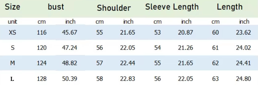 Fleece Bomberjacke | Kontrastbesatz | Umgeschlagener Kragen - Size Chart