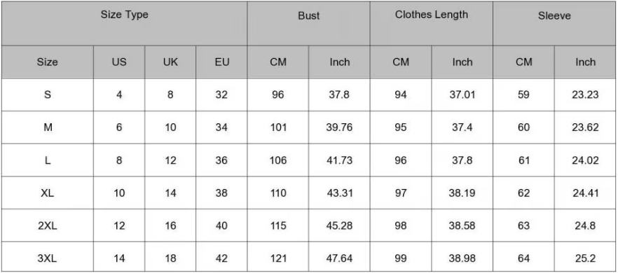 Teddy Coat | Beige | Lang - Size Chart