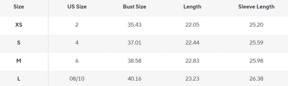 Teddy Cardigan | Faux Shearling Textur | Knopf vorne - Size Chart