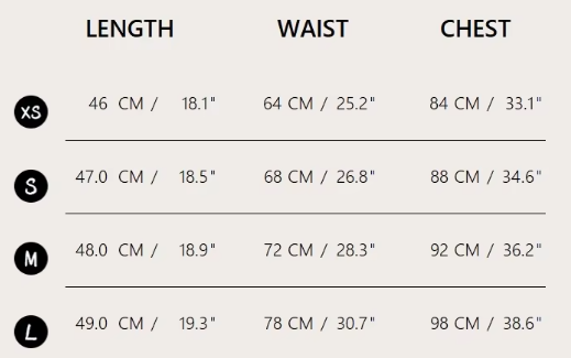 Halter Neck Top | Bow Tie Collar | Fluid Fit - Size Chart
