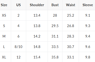 Faltenbund Stricktop | Tailliert | Kurzarm - Size Chart