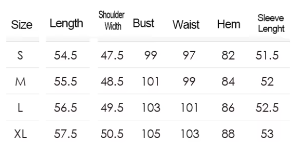 Grundlinie Geometric Knit Sweater | V-Neck | Balloon Sleeve - Size Chart