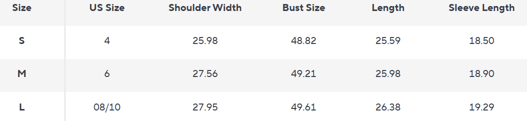 Gequiltete Blumenjacke | Stehkragen | Lockere Passform - Size Chart