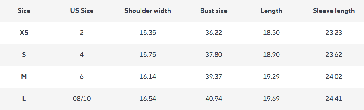Texturiertes Kurzes Jackett | 3D Blumen Design | Elegantes Aussage Stück - Size Chart