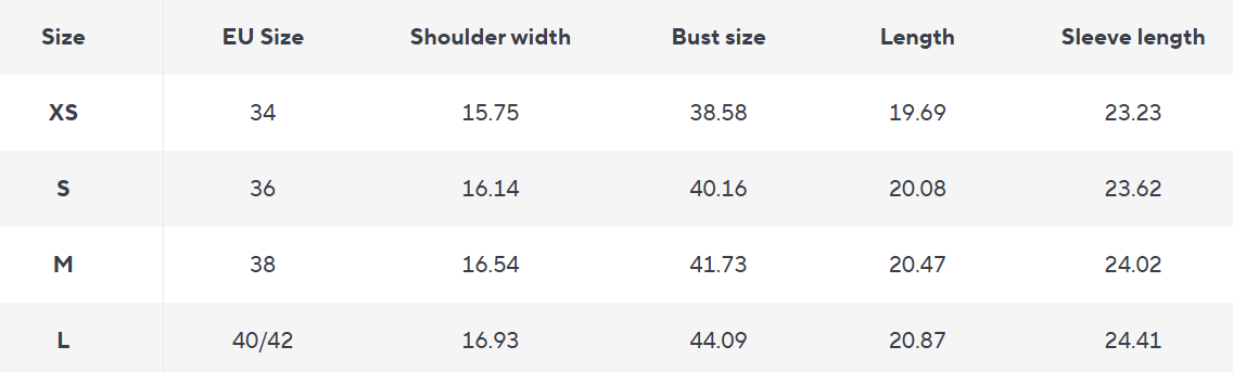 Kurze Wollmischung Jacke | Strukturierter Schnitt | Reißverschluss - Size Chart