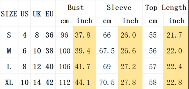 Fuzzy Knit Sweater | Relaxed Fit | Soft Texture - Size Chart