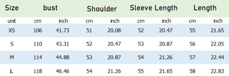 Kurtz Wollmischung Jacke | Strukturiert - Size Chart