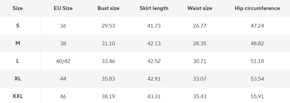 Herz-Ausschnitt Maxikleid | A-Linie | Spaghetti-Träger - Size Chart