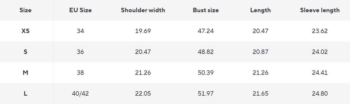 Kurze gepolsterte Jacke | Kapuzen-Design | Leichtgewicht für den Winter - Size Chart