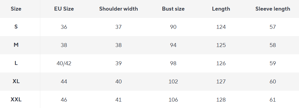 Wollmischung Langmantel | Doppelt Geknöpft | Klassische Silhouette - Size Chart